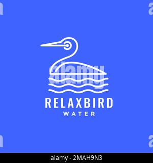 Relax Bird Stork Lake Line modernes minimalistisches Logo Design Vektorsymbol Illustration Vorlage Stock Vektor