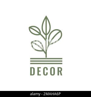 Pflanzen Blätter Dekoration Innenraum minimalistisches Logo Design Vektor Symbol Illustration Vorlage Stock Vektor