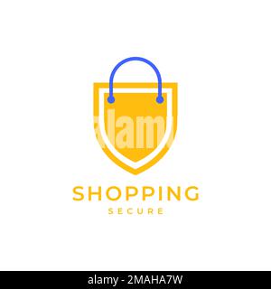Shopping sichere Schutzhülle Logo Design Vektorsymbol Illustration Vorlage Stock Vektor