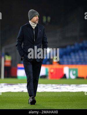 LONDON, ENGLAND - JANUAR 18: manager Erik Ten Hag von Manchester United während des Premier League-Spiels zwischen Crystal Palace und Manchester United Stockfoto