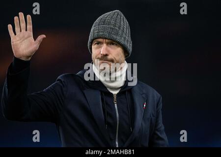 LONDON, ENGLAND - JANUAR 18: manager Erik Ten Hag von Manchester United während des Premier League-Spiels zwischen Crystal Palace und Manchester United Stockfoto