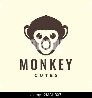 Tierkopf Primaten Affen Maskottchen niedliches Äffchen Logo Design Vektor Symbol Illustration Vorlage Stock Vektor