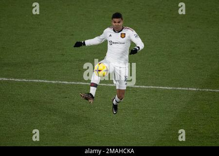 LONDON, ENGLAND - JANUAR 18: Casemiro of Manchester United während des Premier League-Spiels zwischen Crystal Palace und Manchester United auf der Selhurst P. Stockfoto