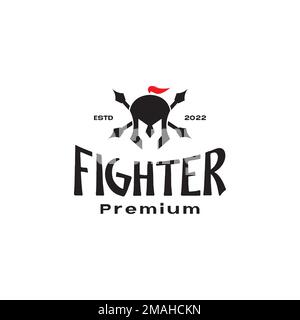 Helm Fighter Krieger Spartan Legende war Commander Vintage Logo Design Vector Symbol Illustrationsvorlage Stock Vektor
