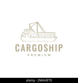 Frachtschiff Export Import Ocean Transport Lines Logo Design Vektor Symbol Illustration Vorlage Stock Vektor