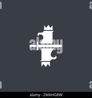 Kopfadler klassisches Kronenschwert Königreich luxuriöses Logo Design Vektorsymbol Illustration Vorlage Stock Vektor