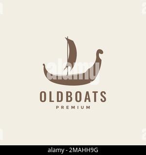 Altes Boot Holz Segel Segeln Sea Vintage Logo Design Vector Symbol Illustration Vorlage Stock Vektor