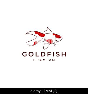 Komet-Fisch goldenes Fisch-Aquarium Inneneinrichtung abstrakte Linien Art Logo Design Vektorsymbol Vorlage zur Illustration Stock Vektor