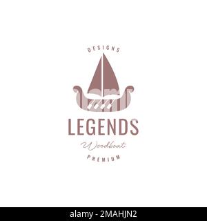 Altes Boot Holzpaddeln Segeln Segeln traditionelle Legende Ozean Logo Design Vektor Symbol Illustration Vorlage Stock Vektor