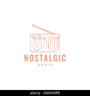 Nostalgische Radiolegende Musik Broadcast Line Logo Design Vektorsymbol Illustrationsvorlage Stock Vektor