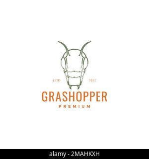 Kopfinsekten Grashüpfer Tierpflanzen Graslinien Logo Design Vektor Symbol Illustration Vorlage Stock Vektor