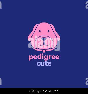 Porträt Hund Hündchen labrador Retriever niedlicher Cartoon Lächeln fröhliche Linien Art minimalistisches Logo Design Vektorsymbol Illustration Vorlage Stock Vektor