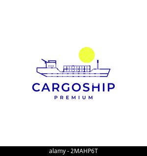 Versandcontainer Schiff Ozean Cargo Line Logo Design Vektor Symbol Illustration Vorlage Stock Vektor