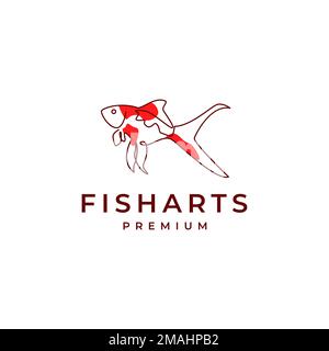 Komet-Fisch goldenes Fisch-Aquarium Inneneinrichtung abstrakte Linien Art Logo Design Vektorsymbol Vorlage zur Illustration Stock Vektor