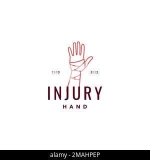 Hand Finger Behandlung krank Verband Verletzung medizinische Gesundheit Linien minimales Logo Design Vektor Symbol Illustration Vorlage Stock Vektor