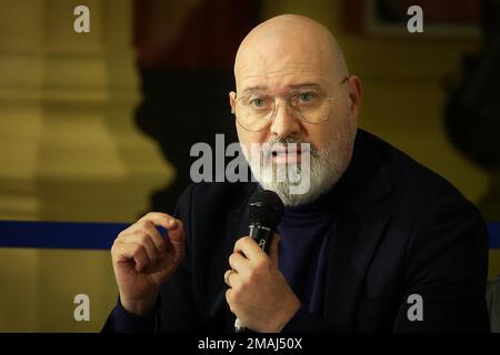 Stefano Bonaccini, Kandidat für das Amt des Staatssekretärs der Demokratischen Partei und Präsident der Region Emilia Romagna Stockfoto