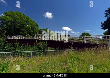 Die Millennium Fußgängerbrücke von Sophia Gardens über den Fluss Taff zum Bute Park Cardiff. 2023 Stockfoto