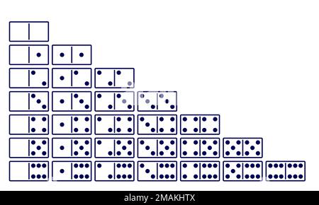 Domino-Spielelemente in aufsteigender Reihenfolge angeordnet Stock Vektor