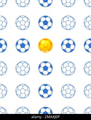 Nahtloses Muster blauer und goldener Fußballbälle Stock Vektor