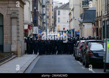 Paris, Frankreich, 19/01/2023. Streikende demonstrieren in Paris gegen die Rentenreform der Regierung. Pierre Galan/Alamy Live News Stockfoto