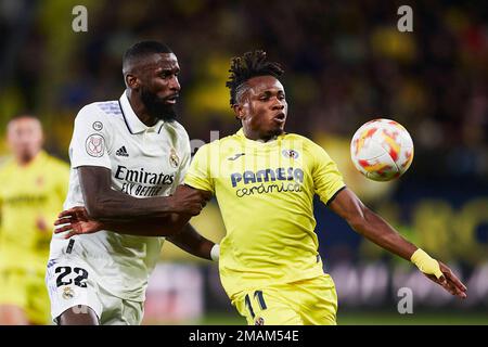 Vilarreal, Spanien. 19. Januar 2023. Spanisches Fußballspiel Villarreal gegen Real Madrid im La Ceramica Stadium, Vilarreal, Castellon 19. Januar 2023 Rudiger 900/Cordon Press Credit: CORDON PRESS/Alamy Live News Stockfoto