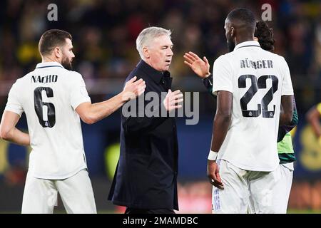 Vilarreal, Spanien. 19. Januar 2023. Spanisches Fußballspiel Villarreal gegen Real Madrid im La Ceramica Stadium, Vilarreal, Castellon 19. Januar 2023 Ancelotti 900/Cordon Press Credit: CORDON PRESS/Alamy Live News Stockfoto