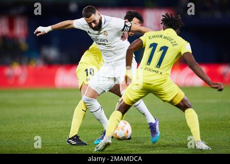 Vilarreal, Spanien. 19. Januar 2023. Spanisches Fußballspiel Villarreal gegen Real Madrid im La Ceramica Stadium, Vilarreal, Castellon 19. Januar 2023 Benzema 900/Cordon Press Credit: CORDON PRESS/Alamy Live News Stockfoto