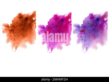 Aquarell spritzt in verschiedenen Farben. Abstrakte Handgezeichnete Illustration. Stockfoto