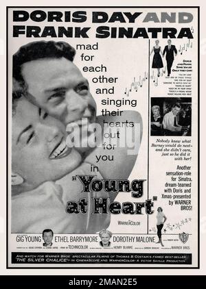 Vintage Movie Film Magazine Advertisement with Doris Day and Frank Sinatra in Young at Heart, 1955 Modern Leinwand, Warner Bros. Filme Hollywood USA Stockfoto