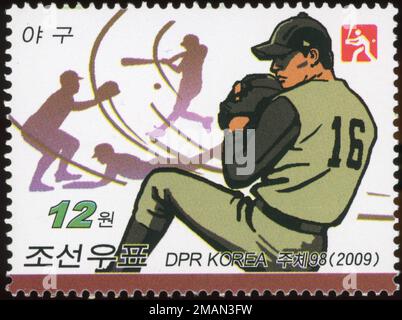 2009 Nordkorea Stempelsatz. Sport. Baseball Stockfoto