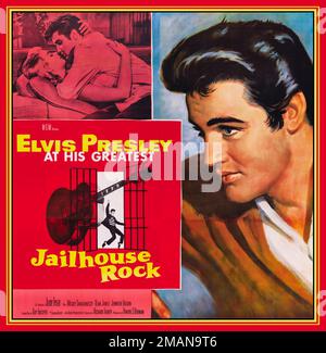 JAILHOUSE ROCK Vintage Elvis Presley „Jailhouse Rock“ 1957 Film sechs-Blatt-Werbetoster Hollywood USA Stockfoto