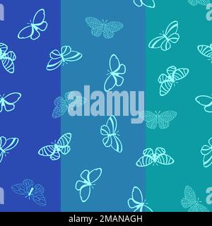 Sommer Schmetterling Nahtloses Tierlinienmuster für Geschenkpapier und Kinderbekleidung Druck und Stoffe Stockfoto