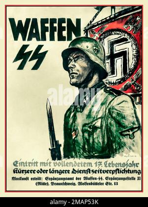 1941 Waffen SS Rekrutierungsposter 1941-Waffen-SS.-Eintritt-mit-vollendetem-17-Lebensjahr-Nazi Deutschland Stockfoto