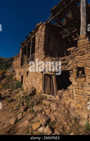 Alte antike Stadt Gamsutl im Kaukasus, Dagestan, Russland. Stockfoto