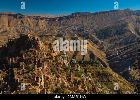 Alte verlassene Stadt Gamsutl Republik Dagestan, Russland Stockfoto