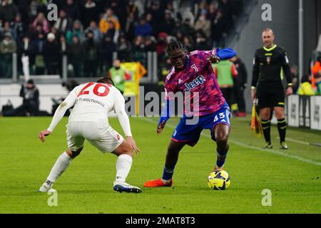 Samuel Ailing-Junior (FC Juventus) während des italienischen Cup, Coppa Italia, Runde des 8. Fußballspiels zwischen dem FC Juventus und dem AC Monza am 19. Januar 2023 im Allianz-Stadion in Turin, Italien - Photo Morgese-Rossini / DPPI Credit: DPPI Media/Alamy Live News Stockfoto