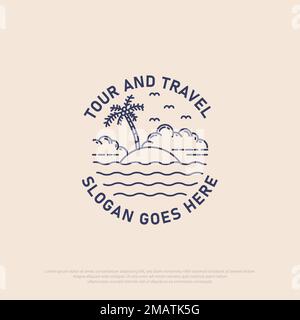 Gliederung Tour- und Reise-Logo-Vektor, ideal für Reisen, Urlaub, Outdoor-Aktivitäten-Logo-Designs Stock Vektor