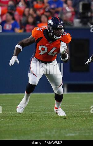 Denver Broncos linebacker Aaron Patrick warms up before a preseason NFL  football game against the Buffalo Bills in Orchard Park, N.Y., Saturday,  Aug. 20, 2022. (AP Photo/Adrian Kraus Stock Photo - Alamy