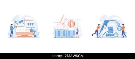 Menschen, die Puzzleelemente verbinden, soziale Netzwerke, arbeiten und treffen Arbeiter online, eine schwangere Frau mit ihrem Partner in einem Yoga posieren meditieren, Set Stock Vektor