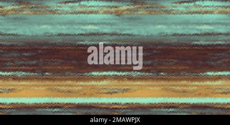 Nahtlose abstrakte Ombre Gradient ikat Stripes Hintergrundstruktur in einer Palette von oxidierten Patina Minzgrün- und orangefarbenen Erdtönen aus Kupfer. Gemütliches vi Stockfoto