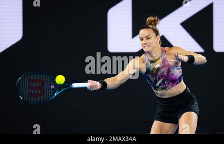 Maria Sakkari von Griechenland im Kampf gegen Diana Shnaider von Russland während der zweiten Runde des 2023 Australian Open, Grand Slam Tennis Turnier am 18. Januar 2023 in Melbourne, Australien - Foto: Rob Prange/DPPI/LiveMedia Stockfoto