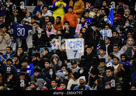 Fans und Fans besuchen am 19. Januar 2023 den Riyadh Season Cup, ein Fußballspiel zwischen den Riyadh All-Stars und Paris Saint-Germain, im King Fahd Stadium in Riyadh, Königreich Saudi-Arabien. Foto: Balkis Press/ABACAPRESS.COM Stockfoto