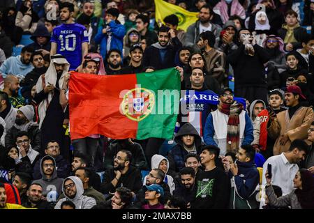 Fans und Fans besuchen am 19. Januar 2023 den Riyadh Season Cup, ein Fußballspiel zwischen den Riyadh All-Stars und Paris Saint-Germain, im King Fahd Stadium in Riyadh, Königreich Saudi-Arabien. Foto: Balkis Press/ABACAPRESS.COM Stockfoto