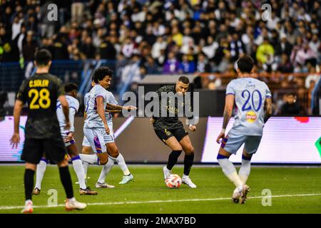 Mbappe beim Riyadh Season Cup, einem Fußballspiel zwischen den Riyadh All-Stars und Paris Saint-Germain, im King Fahd Stadium in Riyadh, Königreich Saudi-Arabien, am 19. Januar 2023. Foto: Balkis Press/ABACAPRESS.COM Stockfoto