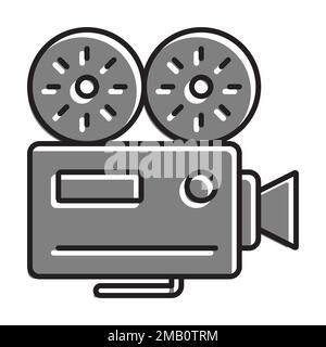 Linear gefüllt mit grauem Symbol Alter Camcorder. Film Mit Retro-Instrument Filmen. Filmaufnahme Von Filmen. Einfacher Schwarzweiß-Vektor Stock Vektor