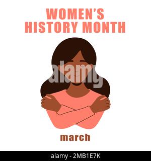 Vektorgrafik für das Banner „Geschichte der Damen“ für den Monat. Feminismus-Poster für den märzfrauen-Geschichtsmonat mit Mädchenklitzer. Stock Vektor