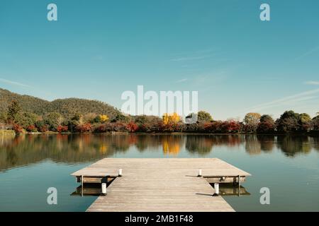 Osawa Pond Herbstlandschaft in Kyoto, Japan Stockfoto