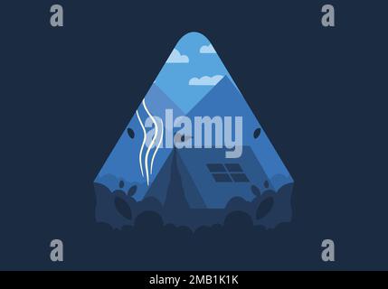 Farbenfrohes flaches Design von Camping im Freien Stock Vektor