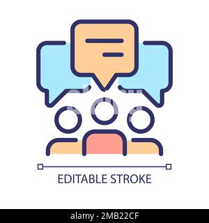 Gruppendiskussion Pixel Perfect RGB-Farbsymbol Stock Vektor