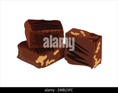 Schokoladen-Karamell-Brownie-Vektorbild Stock Vektor